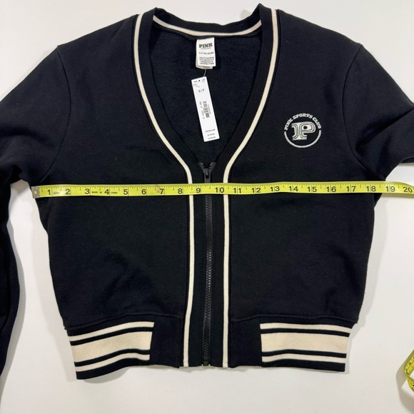 New Pink Victorias Secret Ivy Fleece Front Zip Cardigan Black - Picture 6 of 7